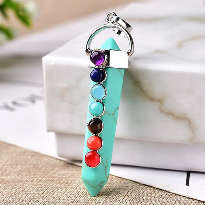 🌈 Seven Chakra Crystal Pendant Necklace — Natural Healing Energy Amulet