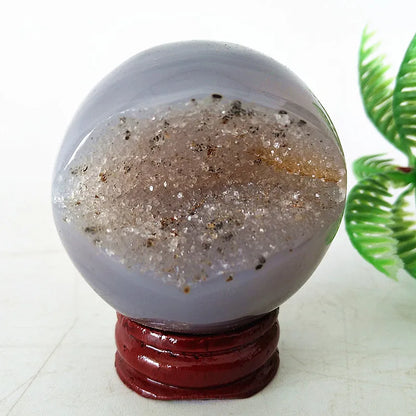 🔮 Natural Agate Druzy Crystal Ball — Geode Sphere for Feng Shui & Energy Healing