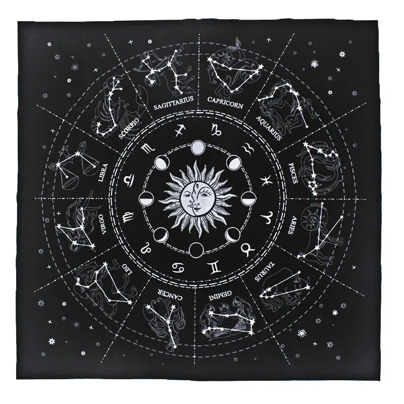 🌌 12 Constellations Velvet Tarot Cloth — Astrology Altar & Divination Table Mat
