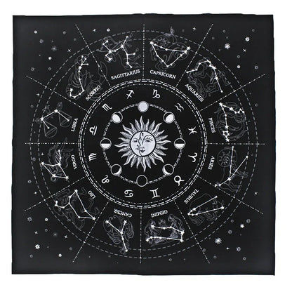 🌌 12 Constellations Velvet Tarot Cloth — Astrology Altar & Divination Table Mat