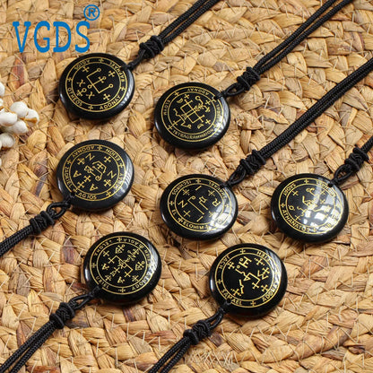 Quartz Obsidian Seven Archangel Pendant