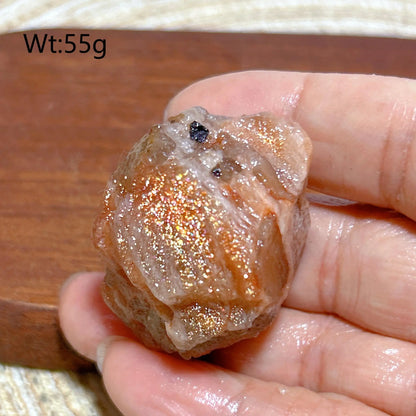 Natural Crystal Gem Sunstone Raw Stone Golden Rainbow Flash Gemstone Desk Reiki Home Decoration Gift Rare Prismatic