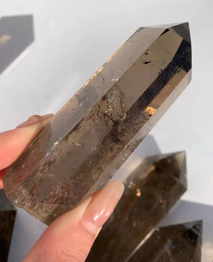 🌫️ Large Smoky Quartz Crystal Tower — Natural Hexagonal Energy Wand