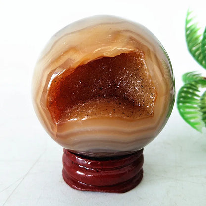 🔮 Natural Agate Druzy Crystal Ball — Geode Sphere for Feng Shui & Energy Healing