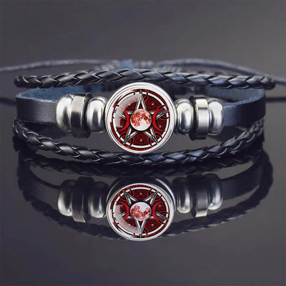 Sacred Geometry Charm Bracelet Metatron's Cube Sri Yantra Life Flower Leather Weave Bracelets for Women Men Meditation Jewelry