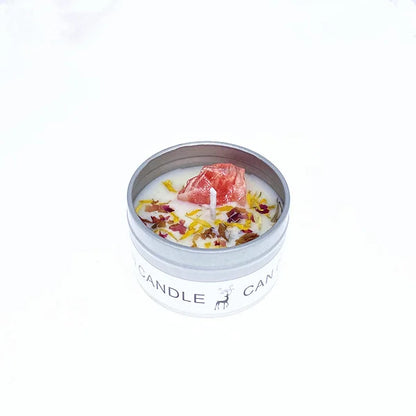 ✨ Golden Tin Crystal Aromatherapy Candle — 2.46oz Scented Soy Wax Candle
