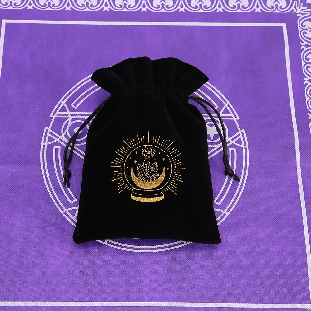 🔮 Black Velvet Moon Phase Tarot Storage Bag