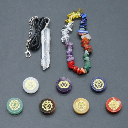 🔮 Chakra Healing Stone Gift Set – Natural Crystal Collection with Bracelet & Pendant