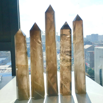 🌫️ Large Smoky Quartz Crystal Tower — Natural Hexagonal Energy Wand