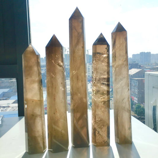 🌫️ Large Smoky Quartz Crystal Tower — Natural Hexagonal Energy Wand