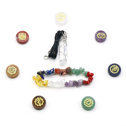 🔮 Chakra Healing Stone Gift Set – Natural Crystal Collection with Bracelet & Pendant