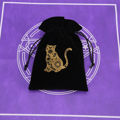🔮 Black Velvet Moon Phase Tarot Storage Bag
