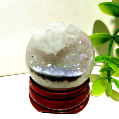 🔮 Natural Agate Druzy Crystal Ball — Geode Sphere for Feng Shui & Energy Healing