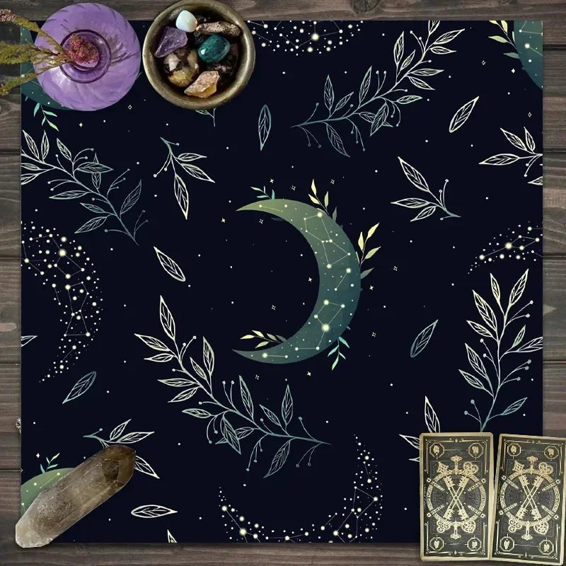 🌙 Tarot & Altar Cloth — Moon Phase, Sun, and Starry Sky Design