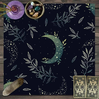 🌙 Tarot & Altar Cloth — Moon Phase, Sun, and Starry Sky Design