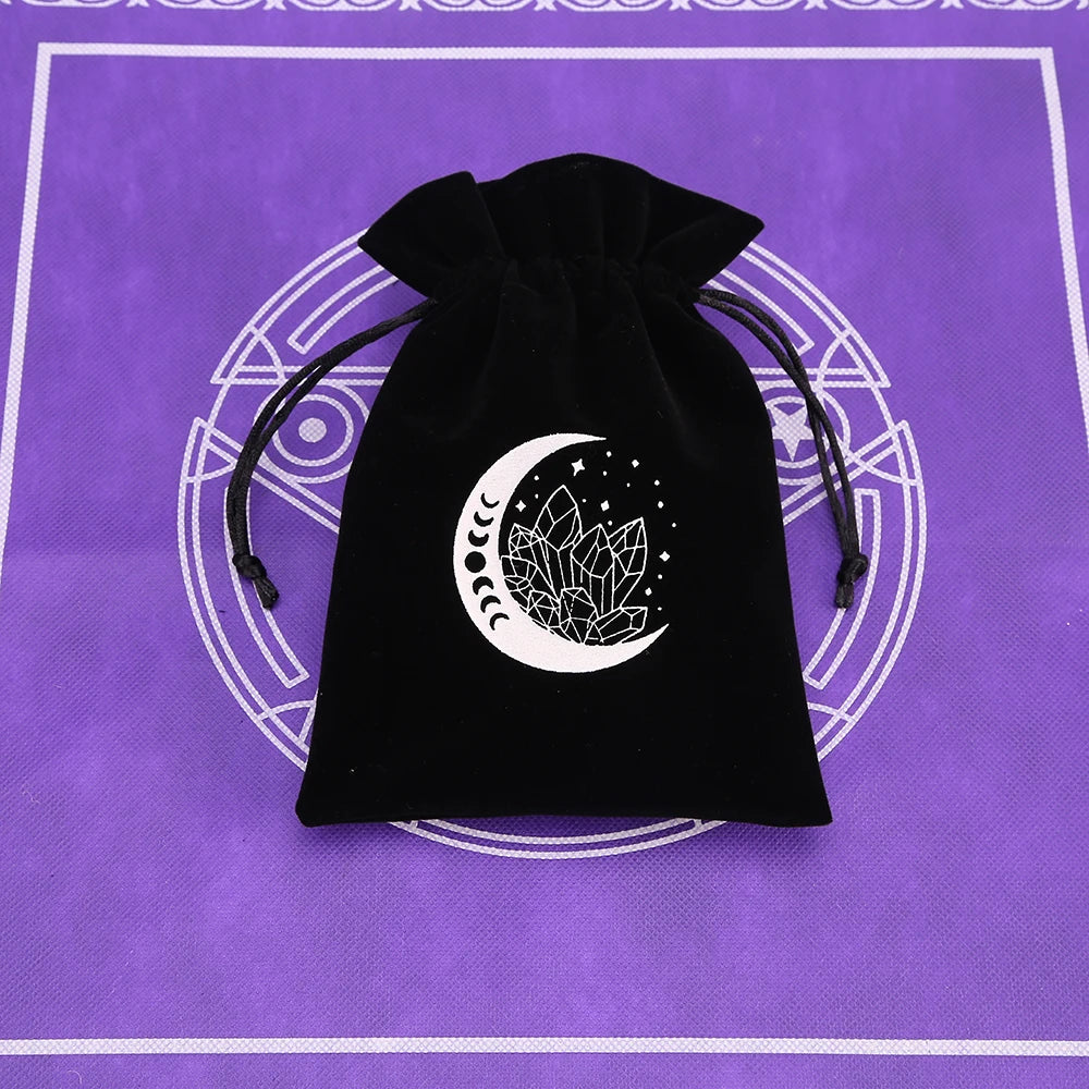 🔮 Black Velvet Moon Phase Tarot Storage Bag