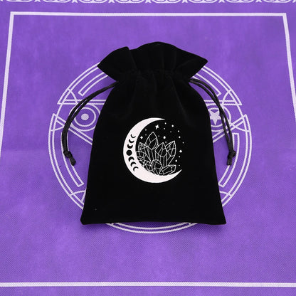 🔮 Black Velvet Moon Phase Tarot Storage Bag