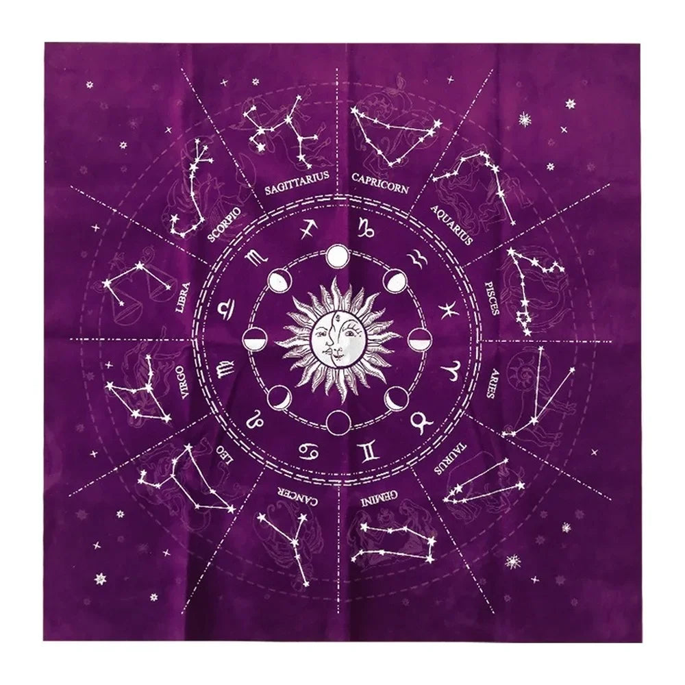 🌌 12 Constellations Velvet Tarot Cloth — Astrology Altar & Divination Table Mat