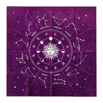 🌌 12 Constellations Velvet Tarot Cloth — Astrology Altar & Divination Table Mat