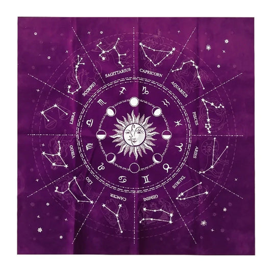 🌌 12 Constellations Velvet Tarot Cloth — Astrology Altar & Divination Table Mat