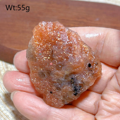 Natural Crystal Gem Sunstone Raw Stone Golden Rainbow Flash Gemstone Desk Reiki Home Decoration Gift Rare Prismatic