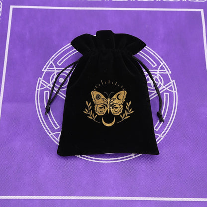 🔮 Black Velvet Moon Phase Tarot Storage Bag
